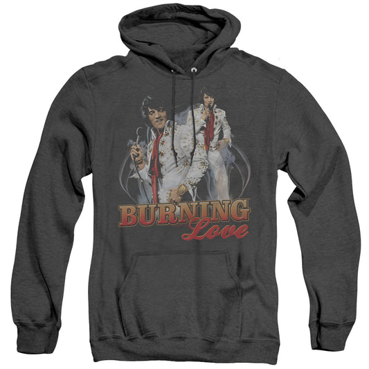 Elvis Presley - Burning Love - Adult Heather Hoodie - Black
