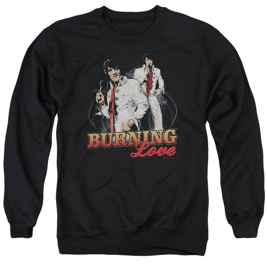 Elvis Presley - Burning Love - Adult Crewneck Sweatshirt - Black