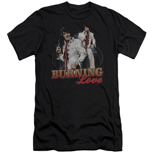Elvis Presley - Burning Love - Short Sleeve Adult 30/1 - Black T-shirt
