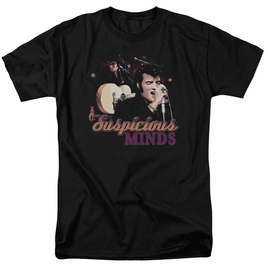 Elvis Presley - Suspicious Minds - Short Sleeve Adult 18/1 - Black T-shirt