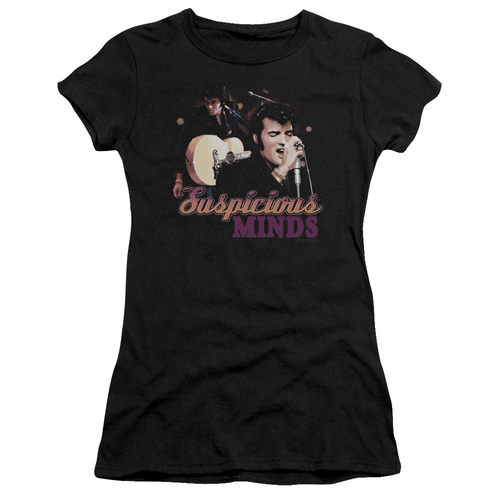Elvis Presley - Suspicious Minds - Short Sleeve Junior Sheer - Black T-shirt