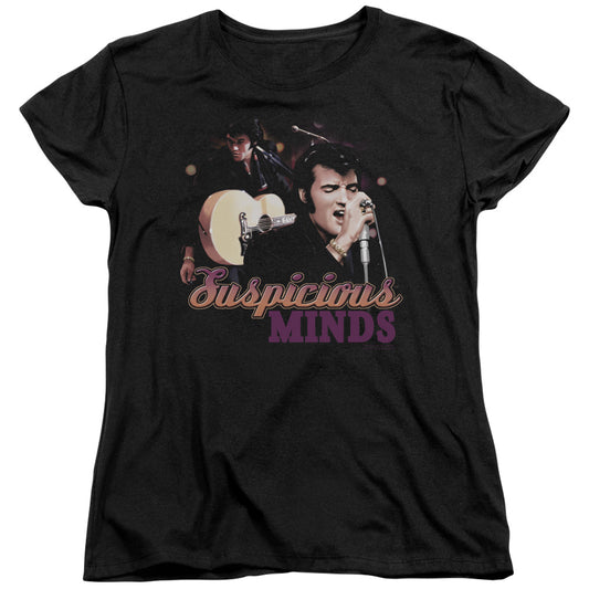 Elvis Presley - Suspicious Minds - Short Sleeve Womens Tee - Black T-shirt