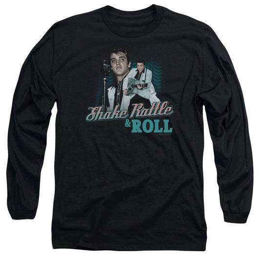 Elvis Presley - Shake Rattle & Roll - Long Sleeve Adult 18/1 - Black T-shirt