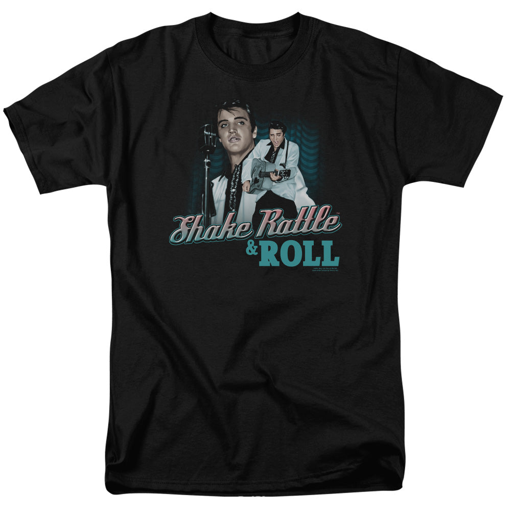 Elvis Presley - Shake Rattle & Roll - Short Sleeve Adult 18/1 - Black T-shirt