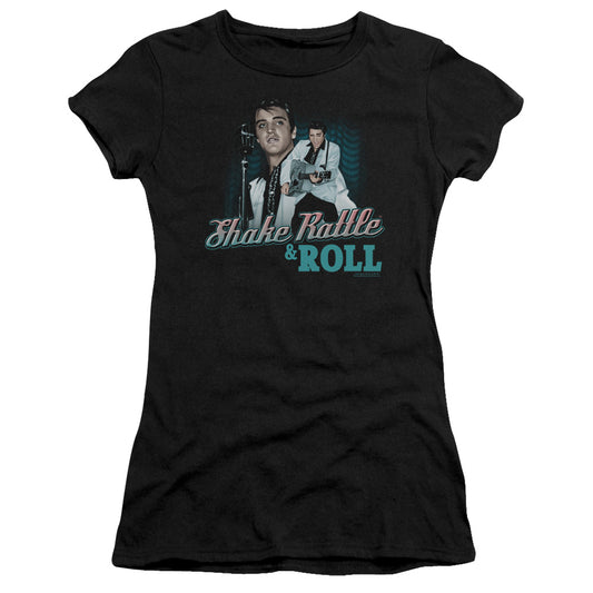 Elvis Presley - Shake Rattle & Roll - Short Sleeve Junior Sheer - Black T-shirt