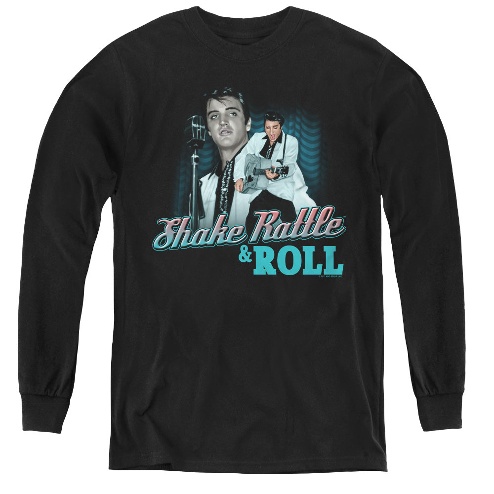 Elvis Presley - Shake Rattle & Roll - Youth Long Sleeve Tee - Black