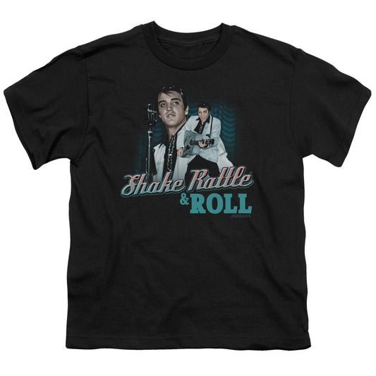 Elvis Presley - Shake Rattle & Roll - Short Sleeve Youth 18/1 - Black T-shirt