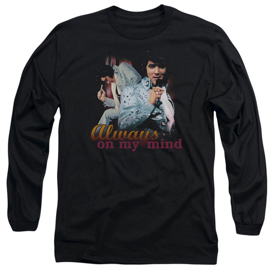 Elvis Presley - Always On My Mind - Long Sleeve Adult 18/1 - Black T-shirt