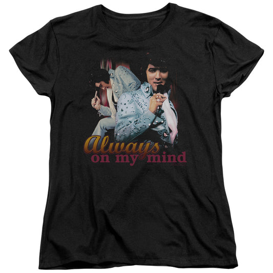 Elvis Presley - Always On My Mind - Short Sleeve Womens Tee - Black T-shirt
