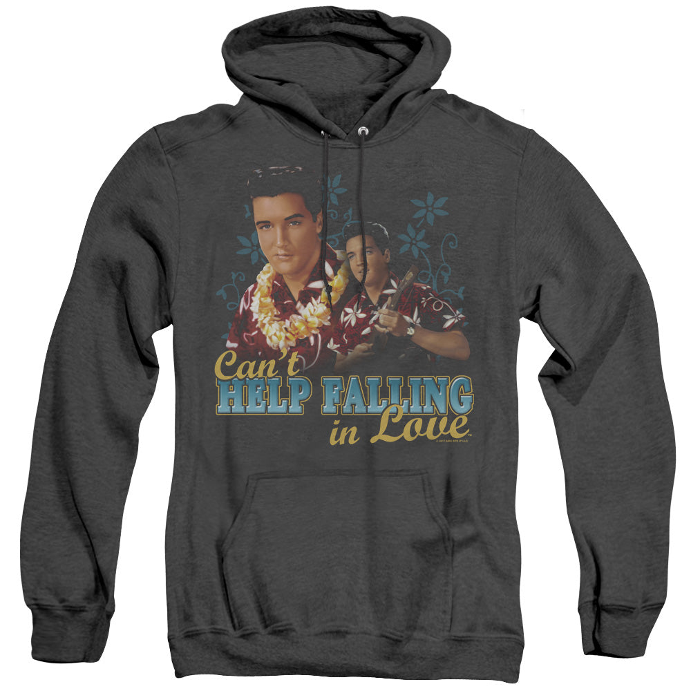 Elvis Presley - Cant Help Falling - Adult Heather Hoodie - Black
