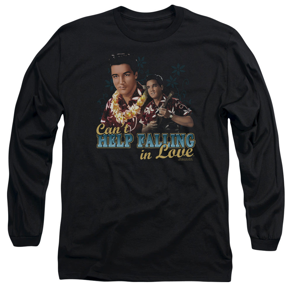 Elvis Presley - Cant Help Falling - Long Sleeve Adult 18/1 - Black T-shirt