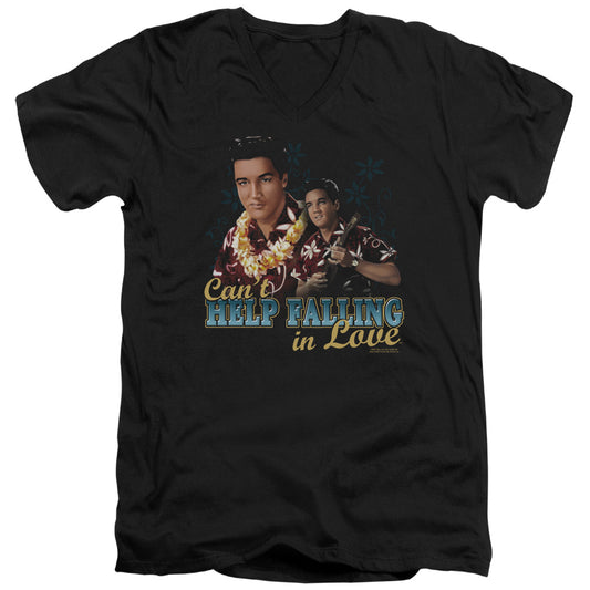 Elvis Presley - Cant Help Falling - Short Sleeve Adult V-neck - Black T-shirt
