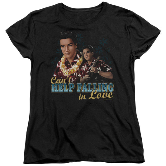 Elvis Presley - Cant Help Falling - Short Sleeve Womens Tee - Black T-shirt