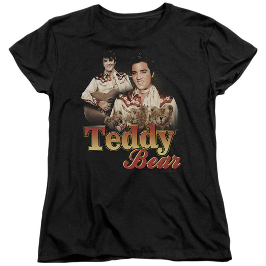 Elvis Presley - Teddy Bear - Short Sleeve Womens Tee - Black T-shirt