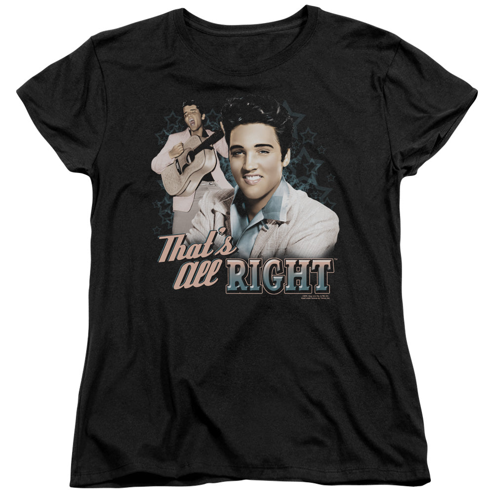 Elvis Presley - Thats All Right - Short Sleeve Womens Tee - Black T-shirt