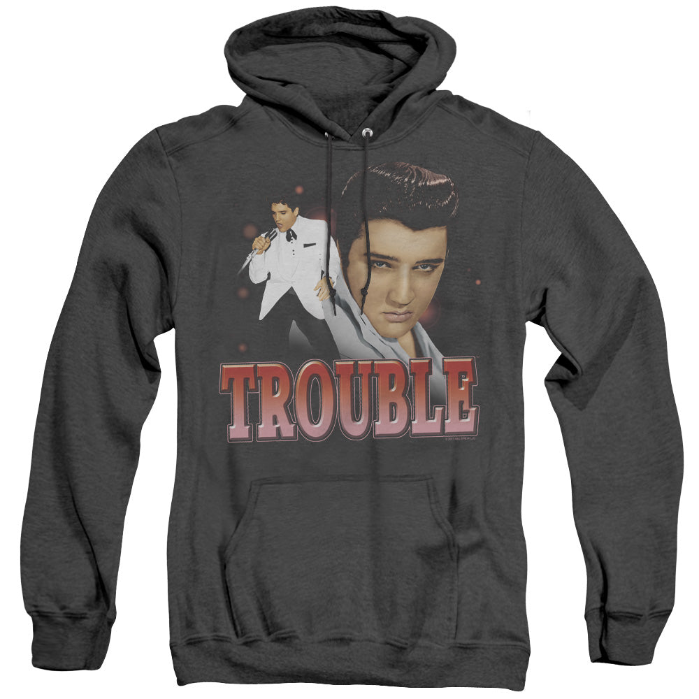 Elvis Presley - Trouble - Adult Heather Hoodie - Black