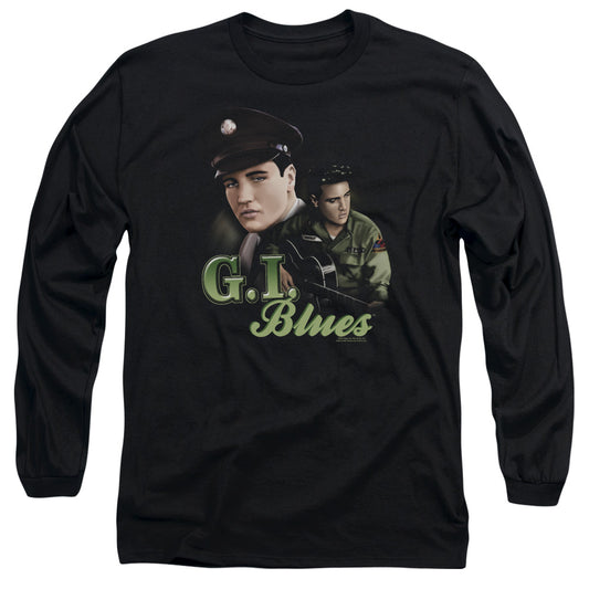 Elvis Presley - G I Blues - Long Sleeve Adult 18/1 - Black T-shirt