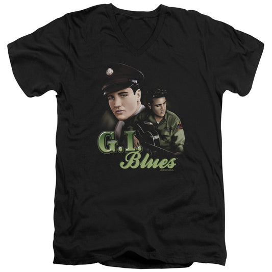 Elvis Presley - G I Blues - Short Sleeve Adult V-neck - Black T-shirt