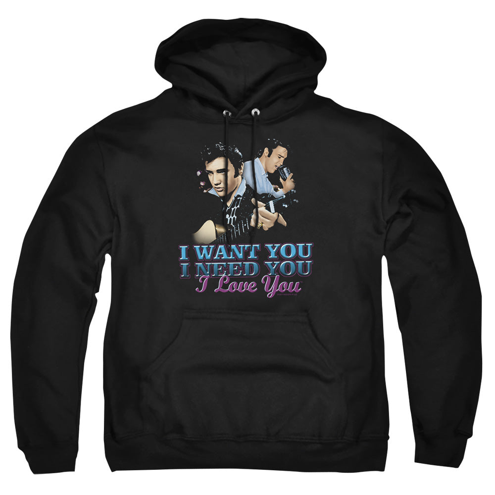 Elvis Presley - I Want You - Adult Pull-over Hoodie - Black