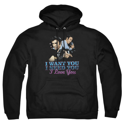 Elvis Presley - I Want You - Adult Pull-over Hoodie - Black