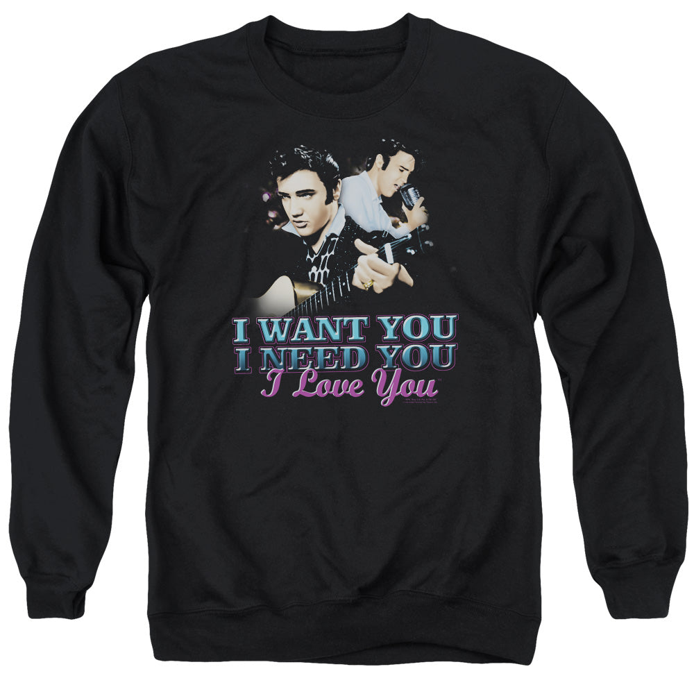 Elvis Presley I Want You - Adult Crewneck Sweatshirt - Black