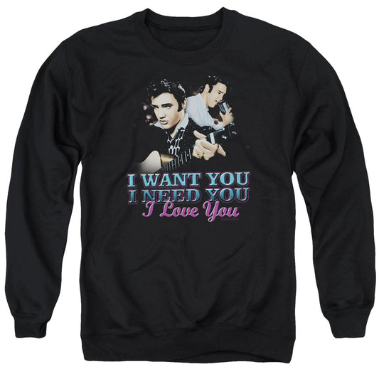Elvis Presley I Want You - Adult Crewneck Sweatshirt - Black