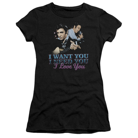 Elvis Presley - I Want You - Short Sleeve Junior Sheer - Black T-shirt