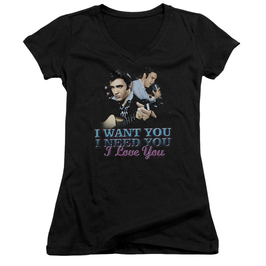 Elvis Presley - I Want You - Junior V-neck - Black