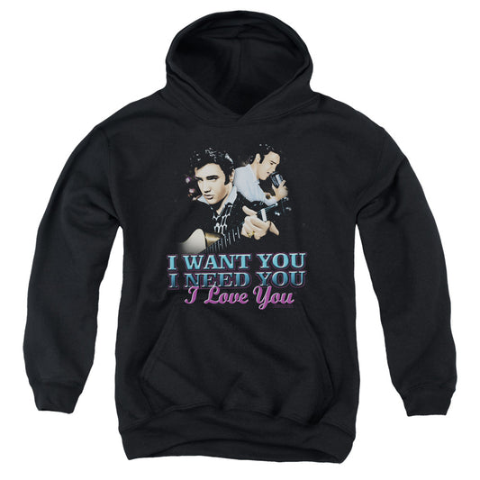 Elvis Presley - I Want You - Youth Pull-over Hoodie - Black