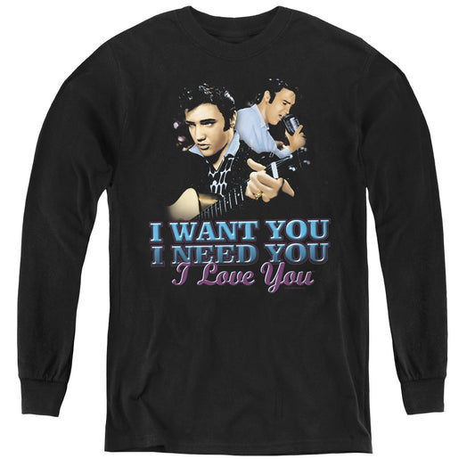 Elvis Presley - I Want You - Youth Long Sleeve Tee - Black
