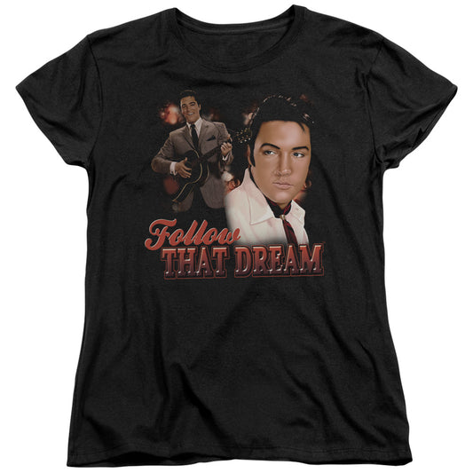 Elvis Presley - Follow That Dream - Short Sleeve Womens Tee - Black T-shirt