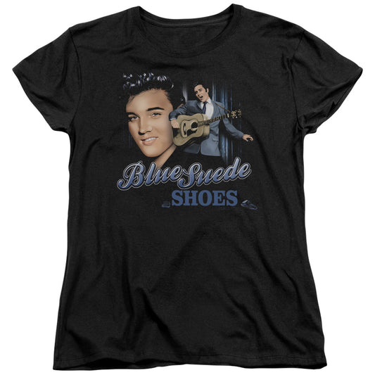 ELVIS PRESLEY BLUE SUEDE SHOES - S/S WOMENS TEE - BLACK T-Shirt