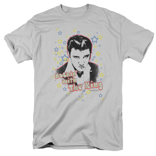 ELVIS PRESLEY ROCKIN WITH THE KING - S/S ADULT 18/1 - SILVER T-Shirt