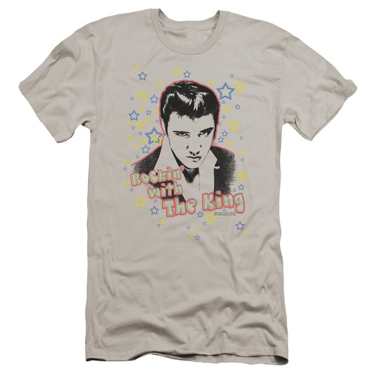 Elvis Presley - Rockin With The King-premuim Canvas Adult Slim Fit 30/1 - Silver