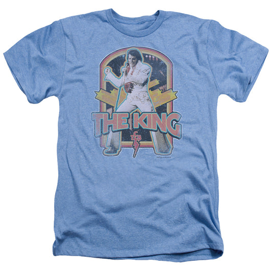 Elvis Presley - Distressed King - Adult Heather - Light Blue