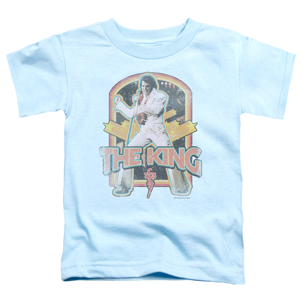 Elvis Presley - Distressed King - Short Sleeve Toddler Tee - Light Blue T-shirt