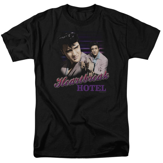Elvis Presley - Heartbreak Hotel - Short Sleeve Adult 18/1 - Black T-shirt