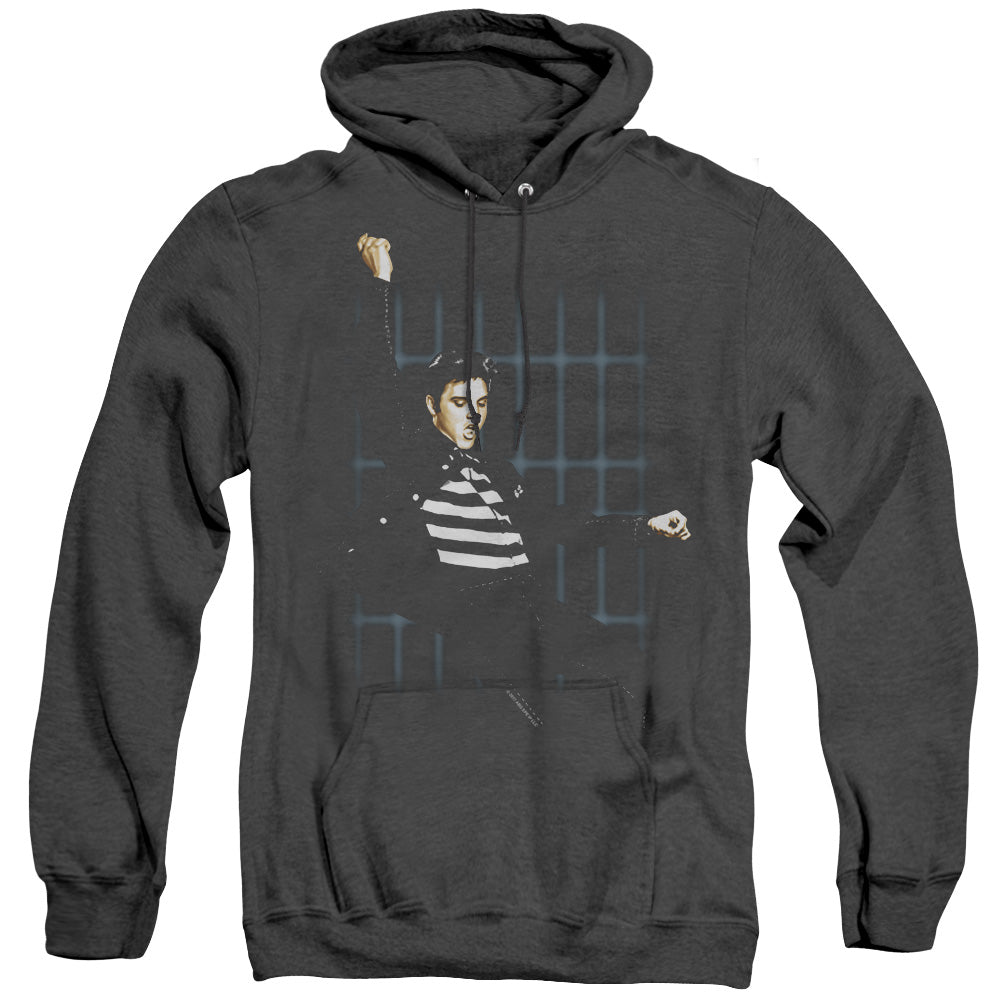Elvis Presley - Blue Bars - Adult Heather Hoodie - Black