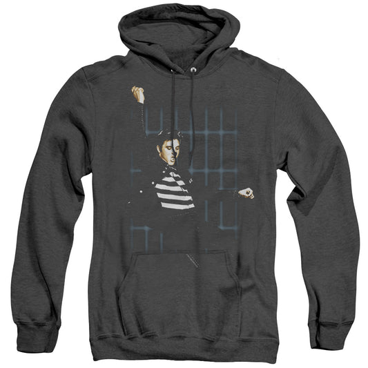 Elvis Presley - Blue Bars - Adult Heather Hoodie - Black