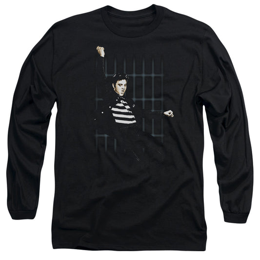 Elvis Presley - Blue Bars - Long Sleeve Adult 18/1 - Black T-shirt