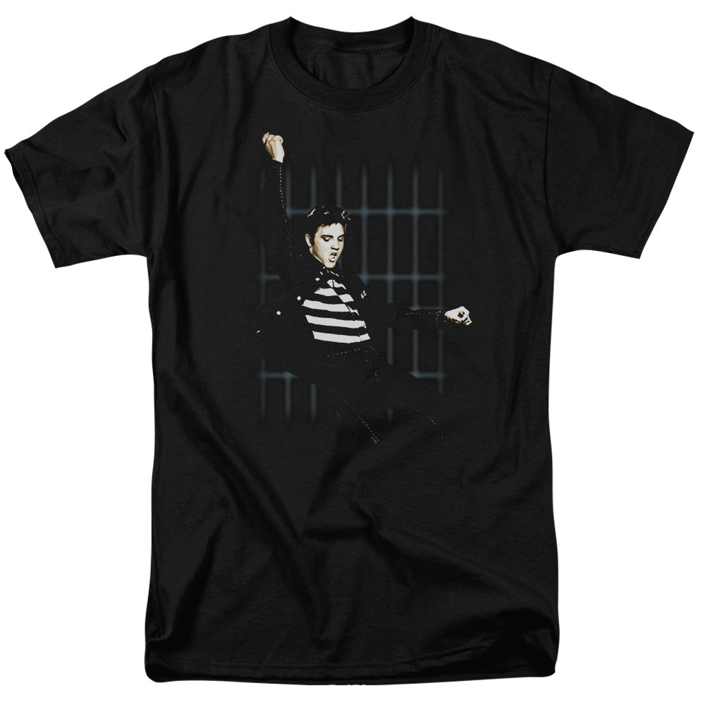 Elvis Presley - Blue Bars - Short Sleeve Adult 18/1 - Black T-shirt