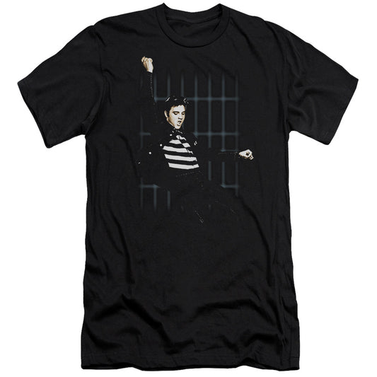 Elvis Presley - Blue Bars - Short Sleeve Adult 30/1 - Black T-shirt