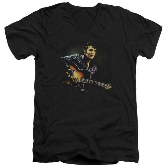 Elvis Presley - 1968 - Short Sleeve Adult V-neck - Black T-shirt