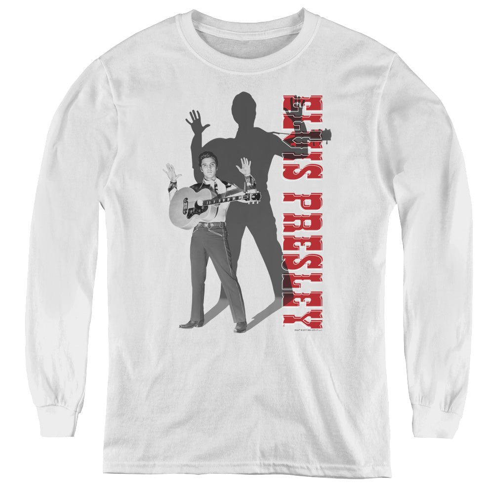Elvis Presley - Look No Hands - Youth Long Sleeve Tee - White