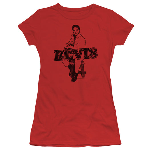 Elvis Presley - Jamming - Short Sleeve Junior Sheer - Red T-shirt