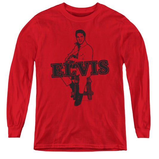 Elvis Presley - Jamming - Youth Long Sleeve Tee - Red