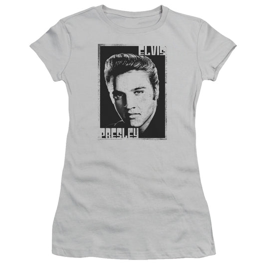 Elvis Presley - Graphic Portrait - Short Sleeve Junior Sheer - Silver T-shirt