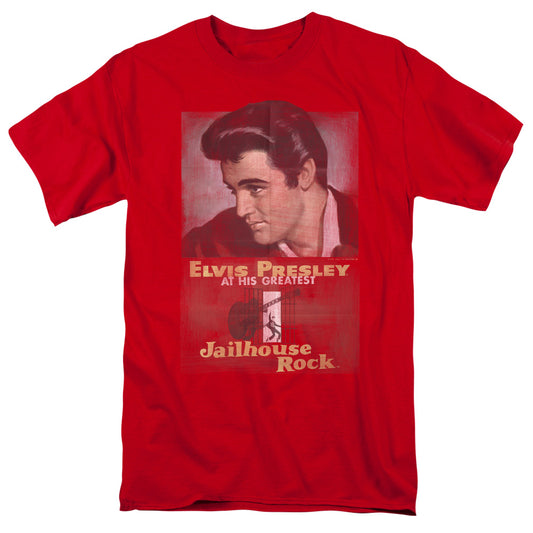 Elvis Presley - Jailhouse Rock Poster - Short Sleeve Adult 18/1 - Red T-shirt