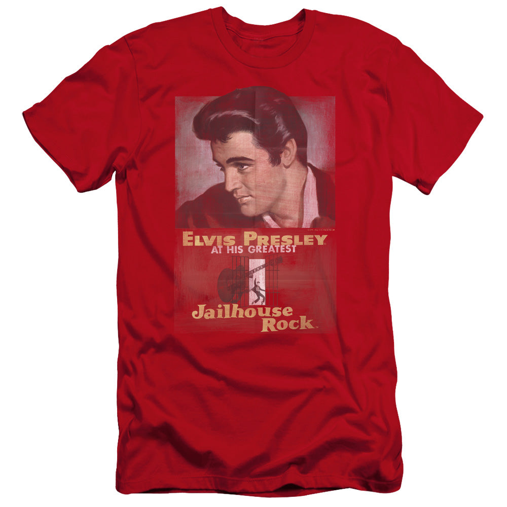Elvis Presley - Jailhouse Rock Poster-premuim Canvas Adult Slim Fit 30/1 - Red