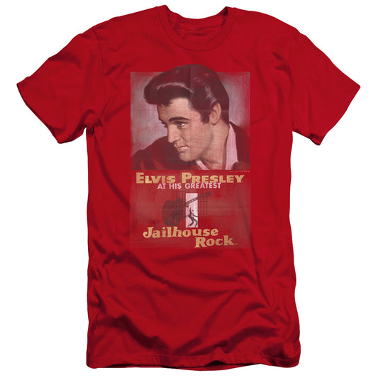 Elvis Presley - Jailhouse Rock Poster-premuim Canvas Adult Slim Fit 30/1 - Red